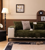 Green Fuzzy Rabbit Plush Sofa Cover Cozy Warm Sofa Couch Covers with 3D Jacquard Leaf Pattern Non-Slip Easy-to-Install Shaggy Sofa Slipcover Prefect for Kids Dogs Cats Cats(Green,36"x36")