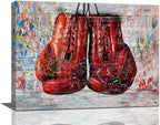 Quorin Banksy Graffiti Boxing Wall Art Red Boxing Gloves Pictures Gym Sport Wall Decor Canvas Print Painting Artwork for Gym Living Room Bedroom 12"x16"