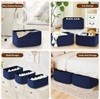 3 Pack Large Storage Basket for Organizing, 17.5"x13"x7" Woven Basket for Shelves, Closet Cube Storage Bins with Wrapped Handle, Cotton Rope Baskets for Kitchen, Clothes, Toys(Navy Blue)