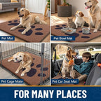 Smiry Dog Door Mat for Muddy Paws, Absorbs Moisture and Dirt, Low-Profile Entryway Mat with Non-Slip Backing, Entry Indoor Outdoor Doormat for Inside Floor (47x24 Inches, Camel and Black, Paw)