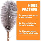 JXFUKAL 2025 Latest Cat Wand Toy, 68”Extra Long Cat Fishing Pole Toy, 4PCS Natural Huge Feather Refills with Silvervine Sticks for Indoor Cats Kitten Kitty Teeth Cleaning Exercise Accessories