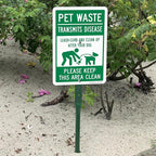SmartSign 'Pet Waste Transmits Disease, Leash-Curb/Clean Up After Dog Keep Area Clean' Yard Sign - 7" x 10" Sign with Stake, 40 mil Aluminum Sign, 21-inch Tall Sign/Stake Kit, Green/White, USA-Made