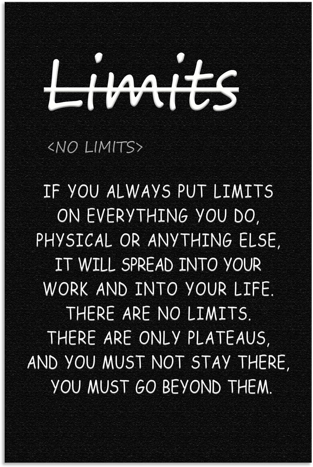 Motivational Wall Art Printed Modern Artwork ‘There are no limits’ from Bruce Lee's Inspirational Quotes Poster Canvas for Office living room Bedroom Home Decor Framed Ready to Hang[24" W X 36" H]