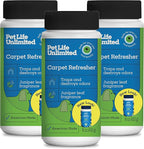 Pet Life Unlimited Carpet Deodorizer Powder, 16 oz, Strong Pet Odor Eliminator & Carpet Freshener, Plant-Based Juniper Leaf Scent, Pet Safe (Pack of 3)