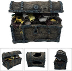 Mipukbay Treasure Chest Fish Tank Decorations, Funny Aquarium Decor Ornament for Small Aquarium and Fish Tank, Safe Landscape Rock Cave for Betta Fish, Goldfish and Aquatic Pets