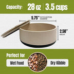 Palz&Co EcoBowl with Lid for Dogs & Cats, 28 oz Gray - Natural Bamboo Pet Bowl with Non-Slip Base, Pet Food and Water Dish, Dishwasher Safe