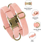 Didog Soft PU Leather Dog Collar, Stylish Quick Released Dog Collars for Medium Dogs, Easy Clean Adjustable Pet Collar for Daily Walking, Pink, M Fit 13-21" Neck