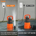Cleartide Submersible Utility Water Pump, 8160 LPH High Flow, 100% Copper Motor, Thermoplastic Portable Plug & Work, Ideal for Pool, Flooded Basement, Hot Tub, Pond & Garden Draining,10 FT Cord