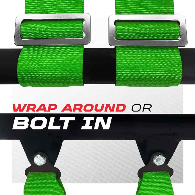 1pc 50 Cal Green 5 Point Harness w/ 2" straps, Racing Harness Seat Belt | Ultra Kush padding, Race latch quick release hardware. Universal Fit for UTV, RZR, race car. Part# 6009A1