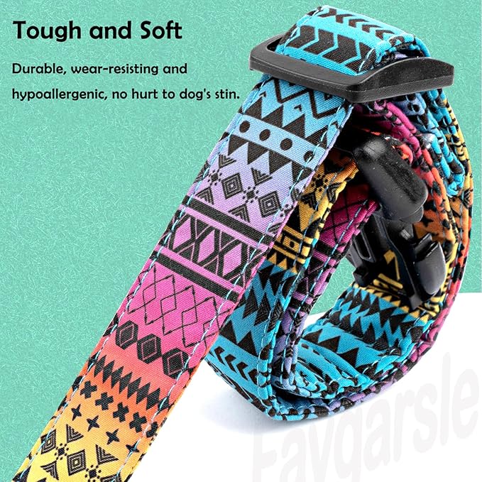 Faygarsle Bohemian Geometric Pattern Dog Collar for Small Medium Large Boys Girls Dogs S