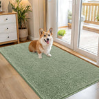 OLANLY Dog Door Mat for Muddy Paws 54x32, Absorbs Moisture and Dirt, Absorbent Non-Slip Washable Doormat, Quick Dry Chenille Mud Mat for Dogs, Entry Indoor Entryway Carpet for Inside Floor, Sage Green