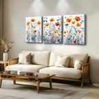 TTHYUEWS Large Canvas Wall Decor for Living Room Boho Wall Art for Bedroom Wall Decorations For Kitchen Family Room Wall Pictures Artwork Flowers Watercolour Paintings Modern Home Decor 3 Pieces