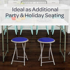 Lavish Home Folding Stool Set - Set of Two 18-Inch Stools with 225lb Capacity for Kitchen, Dorm, or Rec Room - Portable Stools for Adults (Blue)