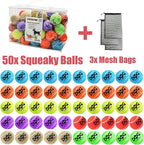 Squeaky Tennis Balls for Dogs - Bulk 50 Pack 2.5'' Durable Non-Toxic Outdoor Dog Toys Balls with Mesh Bag, SGS Certified, Colorful Fetch Toys, Medium Large Breeds