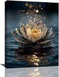 Zen Lotus Canvas Wall Art Mystical Lotus Bloom in Water Aesthetic Pictures Wall Decor Modern Meditation Spiritual Painting Print Framed Artwork Decorations Gifts for Yoga Spa Room Bathroom 12"x16"
