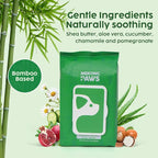 Unscented Pet Grooming Wipes - Natural Bamboo Fiber - Cleansing Wipes for Dog & Cat - Soft & Caring for Sensitive Skin - Durable & Tear Resistant for Paw, Coat & Bum Freshening - 100 Count