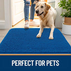 OLANLY Dog Door Mat for Muddy Paws 47x32, Absorbs Moisture and Dirt, Absorbent Non-Slip Washable Doormat, Quick Dry Chenille Mud Mat, Entry Indoor Entryway Carpet for Inside Floor, Deep Navy Blue