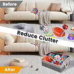 Large Dog Toy Basket With Handle, Foldable Dog Toy Box for Living Room Area, 20" Basket for Dog's Toys, Clothes, Organizers and Storage with Hard Board, Anti-slip for Pet Toys (Gray, Medium)