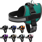Dogline Dog Harness, Reflective No-Pull Adjustable Vest with Handle for Walking, Training, Breathable, No - Choke Harness for Small, Medium or Large Dogs Room for Patches Girth 22"-28" in Turquoise
