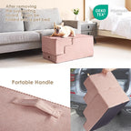 EHEYCIGA Dog Stairs for High Bed 22.5" H, 5-Step Dog Steps for Bed, Pet Steps for Small Dogs and Cats, Non-Slip Balanced Pet Ramp Indoor, Pink