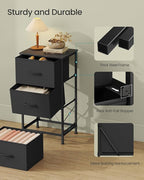 SONGMICS Dresser for Bedroom, Chest of Drawers, Steel, MDF, 3 Non-Woven Fabric Drawers, Storage Organizer Unit, Closet, Entryway, Ink Black and Ebony Black ULGS313B01S