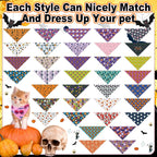 Reginary 72 Packs Halloween Dog Bandanas Bulk Pumpkin Ghost Pet Bandanas Triangle Scarf Bibs Adjustable Dogs Bandana for Halloween Thanksgiving