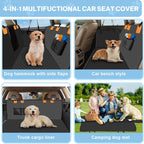 Dog Car Seat Cover for Back Seat, Waterproof Protector with Side Flaps, Scratchproof Hammock, Non-Slip Bottom for Cars/Trucks/SUVs (Black)