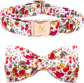 Elegant little tail Dog Collar, Pink Rose Print Pet Collar Summer Dog Collar Durable Metal Buckle Dog Collars Cotton Pet Adjustable Dog Collars for Medium Dogs