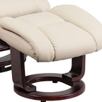 Flash Furniture Allie LeatherSoft Upholstered Recliner with Ottoman Footrest, Padded Swiveling Recliner Chair and Ottoman Set, Beige
