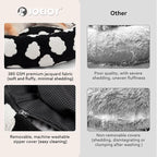 JOEJOY Jacquard Donut Round Small Dog Beds,Black 23x23x7in, Removable Washable Cover, Cute Pattern, Ultra Soft Fluffy Calming Pet Bed with Thick Supportive Bolster