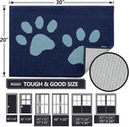 Buganda Dog Door Mat for Muddy Paws, Absorbent Dirt Trapper Washable Indoor Doormats, Non Slip Low-Profile Mud Mat for Dogs, Front Entrance Doormat for Inside Floor (40x32 Inches, Dark Blue)
