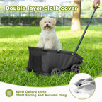 Mini Dog Strollers for Mini Pets, Foldable Multifunctional Shopping Carts with Extendable Pull Handle, Doggie Wagon Built-in Cushion and Safety Rope with Storage Bag (Black)