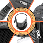 YUDODO Pet Sling Carrier for Small Dogs & Cats – Hands-Free Puppy Carrier with Safety Hook, Large Zipper Pocket, Soft Breathable Mesh, Adjustable Strap & Reflective Strip (Black 1.0 S)