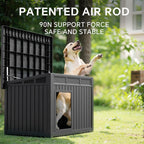 VIXZEN Dog House Indoor Outdoor,Waterproof Dog House for Small to Medium Dogs,Doghouse with Air Vents and Elevated Floor,Openable at The Top,Easy to Assemble and Clean,Black,32.2"×25.12"×24.13"