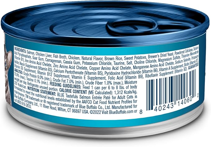 Blue Buffalo Tastefuls Wet Cat Food Paté, Made with Natural Ingredients, Salmon Entrée, 5.5-oz Cans (24 Count)