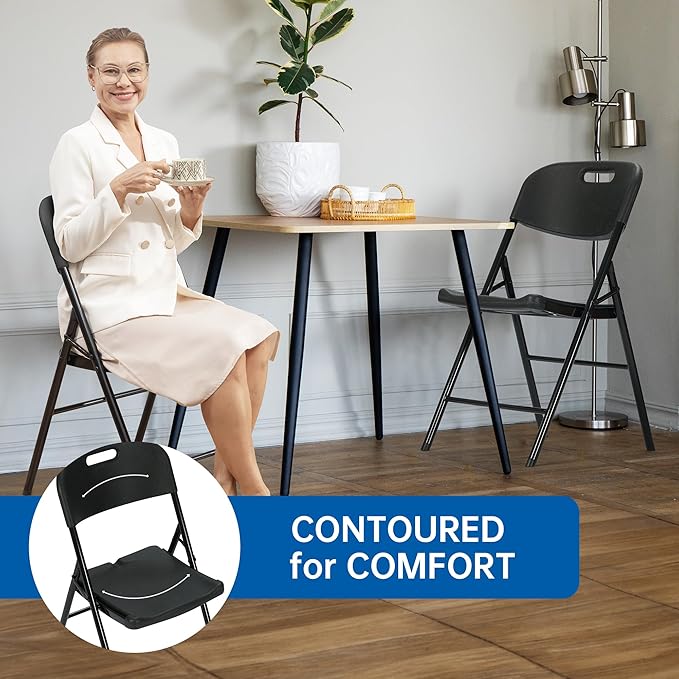 40 Pack Thicker 800 LBS Black Folding Chairs, Commercial Grade Folding Chair, Foldable Chairs for Events