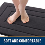 Smiry Dog Door Mat for Muddy Paws, Absorbs Moisture and Dirt, Low-Profile Entryway Mat with Non-Slip Backing, Entry Indoor Outdoor Doormat for Inside Floor (30x20 Inches, Dark Grey, Bordered)
