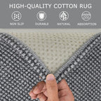KOZYFLY Extra Long Runners for Hallways 3x14 ft Washable Kitchen Runner Non Slip Rubber Backed Hallway Rug Cotton Entryway Runner Rug Floor Carpet for Indoor Hall, Kitchen, Stair, Grey/Dark Grey
