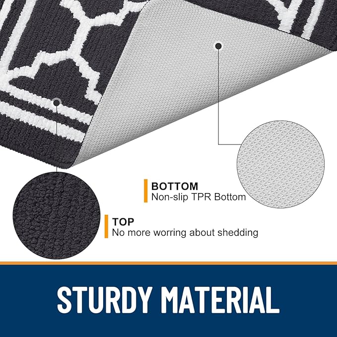 Buganda Indoor Door Mat, Dirt-Resistant and Absorbent Doormat, Anti-Slip, Low Profile Floor Mats for Inside Entryway, Front, and Back Door Entrance (30x17 Inches, Dark Grey)