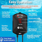 AquaMiracle Upgraded 200W Aquarium Heater Fish Tank Heater Turtle Heater Super Compact Aquarium Heater, Dry-Run/Overheating Protection and Memory Function, Dual LED Display, for 20-40 Gal Tanks