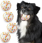 Dog Balls, Indestructible Dog Toy Ball for Aggressive Chewers, Durable High Elasticity Interactive Ball for Training Dog Catch and Fetch, Large Medium Small Dog and Puppies(3in, 4pcs)
