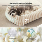 MIXJOY Dog Bed for Medium Sized Dogs, Washable Medium Dog Beds with Removable Cover, Rectangle Pet Beds with Non-Slip Bottom, Warming Calming Dogs Cuddler, 25"x21"x7", White