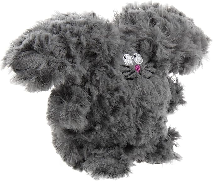goDog PlayClean Rabbit Squeaky Plush Dog Toy with Odor-Eliminating Essential Oils, Chew Guard Technology - Gray, Large