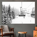 Nature Wall Art Prints - Ocean Forest Mountain Lake Canvas Landscapes - Small to Extra Large Living Room Bedroom Kitchen Bathroom Décor (Ski Lift on Snowy Mountain, 35L" x 53W")