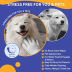 Pet Glove Wipes for Dogs Cats, Grooming Deodorizing Puppy Face Paws Fur and Butt Gloves Wipe, Unscented Extra Thick Travel Cleaning Care Hypoallergenic No Rinse Disposable Bathing Dog Wipes, 24 Pcs