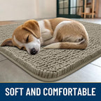 Smiry Dog Door Mat for Muddy Paws 30x20, Absorbs Moisture and Dirt Doormat, Non-Slip Washable Quick Dry Chenille Front Door Mat Indoor Entrance, Entryway Carpet for Inside Floor, Warm Taupe