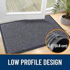 OLANLY Front Door Mat Indoor Outdoor Entrance, Waterproof Heavy Duty Doormat, Fade Resistant, Low Profile, Easy Clean Patio Porch Welcome Floor Mats for Entry, 29.5x17, Grey