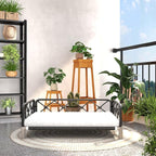 Dog Couch, 2-in-1 Dog Sofa Bed with Woven Rattan Black Wicker Frame, Indoor/Outdoor Durable Pet Sofa with Removable Plush White Cushion for Kitty, Puppy, Small Animal