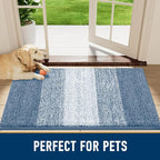 Smiry Dog Door Mat for Muddy Paws, Absorbs Moisture and Dirt, Low-Profile Entryway Mat with Non-Slip Backing, Entry Indoor Outdoor Doormat for Inside Floor (30x20 Inches, Light Blue, Striped)