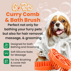GoPets Curry Comb Bath Brush for Cleaning & Grooming, Silicone Shampoo Scrubber for Shedding & Massage, Rubber Dog Wash & Grooming Brush, Pet Bath Supplies for Long & Short Hair Dogs & Cats